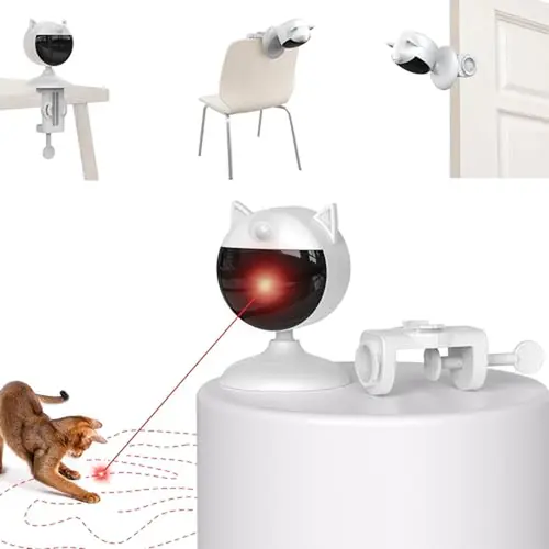Potaroma Smart Sensor Cat Laser Toys Interactive, Motion Activated Truly Random Trjajectory, Clamp Design, Automatic Chargeable Kitten Toy Indoor Exercise, Cream White