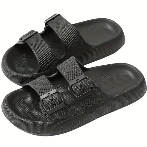OZLOOK Women's 1-Pair Casual Solid Color Buckle Slides - House Slippers with Secure Buckle Fit, 2024 Summer Comfortable Soft Non-Slip Design, Durable EVA Handles Daily Wear, Casual Style for Errands and Lounging, 1-Pair Moves From Home to Patio