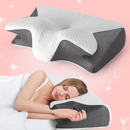 Memory Foam Breathable Neck Pillow, 1 Count Neck Pillow with Washable Pillowcase, Soft & Comfortable Pillow for Side, Back & Stomach Sleepers, Supportive Memory Foam
