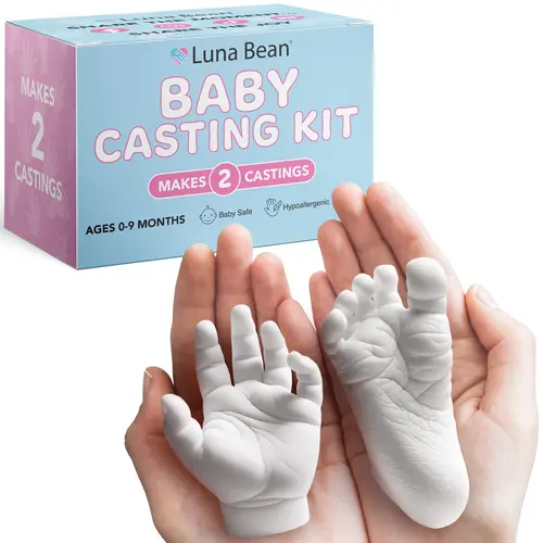 Luna Bean Baby Hand & Foot Casting Kit 2pc – Newborn Keepsake, Baby Shower & New Parent Gift