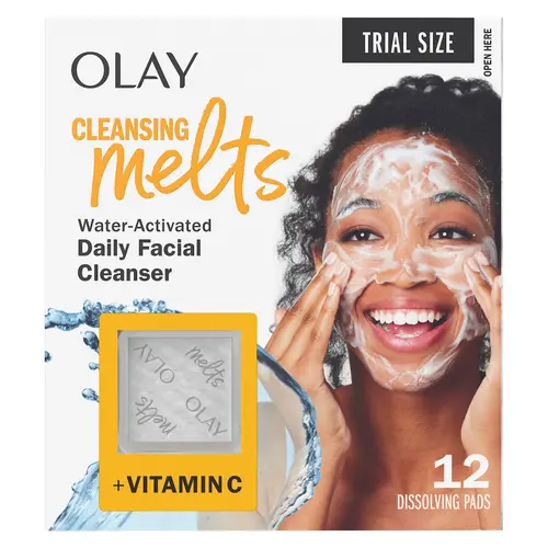 Olay Cleansing Melts with Vitamin C - Gentle Toning Facial Daily Cleanser, Balances Oiliness, Leaves Skin Soft Not Tight, 12 Count for Refreshed Look