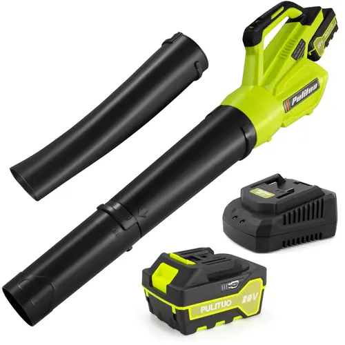PULITUO Handheld Cordless Leaf Blower - 20V Brushless Electric, 2.0Ah Battery & Fast Charger, 165CFM 6-Variable Speed High Speed Turbo Jet, Lightweight Portable for Lawn Care, Patio, Handheld Cordless Blower, High Speed Blower