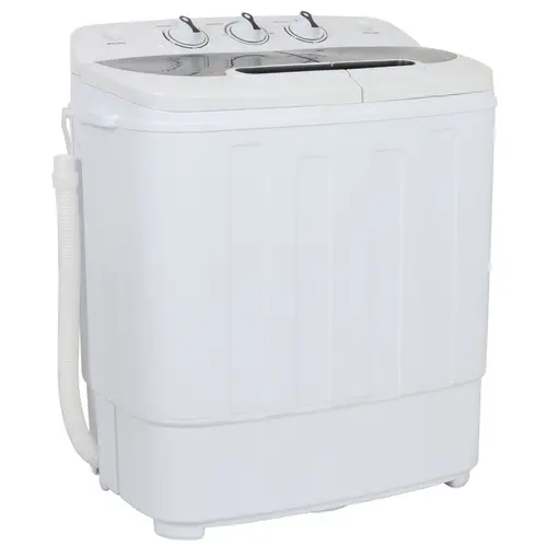 Portable Compact Twin-Tub Semi-Automatic Washing Machine - Portable Laundry Washer for Small Spaces, Space-Limited Users, 13lbs Capacity, 23x13.5x26in, 1300rpm Spin Dry Cycle, Water+Drain Only White Mini Washer for Apartments, Dormitories