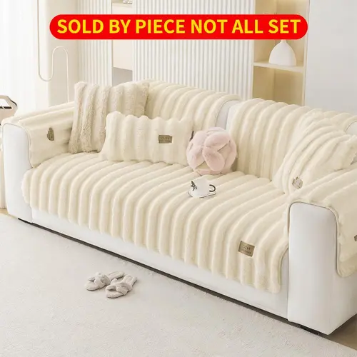 Solid-Color Faux Fur Sofa Cover, Washable Non-Slip Soft & Comfortable Sofa Slipcover, Couch Protector for Home, Living Room, Dormitory & Hotel