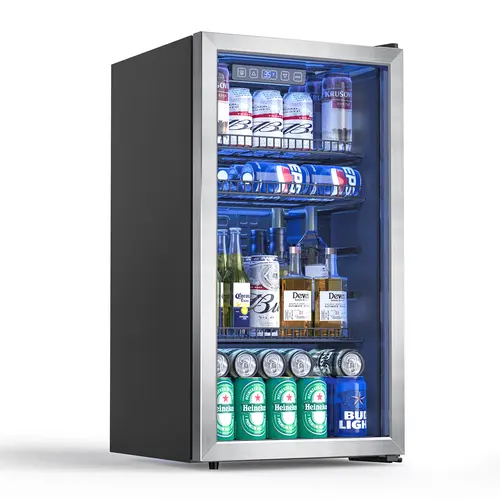 TEHANLD Household Appliances Mini Beverage Refrigerator Cooler - Glass Door, Even Cold Spread, Adjustable Removable Shelf, Quiet Operation, for Soda/Beer/Wine, Entertainment Gatherings, Home Use
