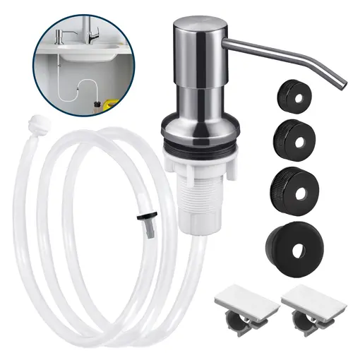 Kitchen Hack - Sink Soap Dispenser Tube Kit, with 47" Tube Hose and Check Valve for Prevent Backflow for Countertop Dispensador De Jabon de Cocina Kitchen Sink Accessories Home Goods Water White Silicone Bottle Container Installation Pump Outdoorfun tikto