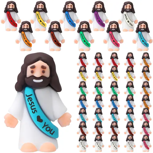 25/50Pcs Little Jesus Figures Mini Jesus Figures Original Design Jesus love You Figures Cute Jesus Ornaments to Hide and Seek Religious Party Favors Sunday School Baptism Gifts Spread the Gospel