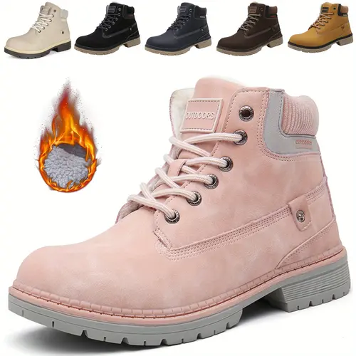 Mens Womens Snow Boots Warm Fur Lined Ankle Booties Hiking Trekking Trail Climbing Shoes Lace Up Anti-Slip Waterproof Working Backpacking Boots