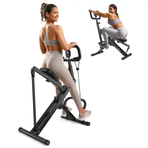 FEIERDUN Squat Machine - Home Gym System, Foldable Exercise Equipment with Rowing Function, 3 Resistance Levels Glute Device, 330 LBS Capacity, Easy Setup, Whole Body Workout, Workout Equipment for Home