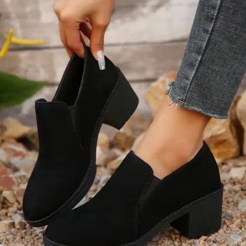 Women's Solid Color Thick Heeled Rubber Boots, New Style Casual Fashionable Round Toe Boots for Daily Wear, Comfortable Women's Shoes for Daily Wear, Fashion Booties, Trendy Boots