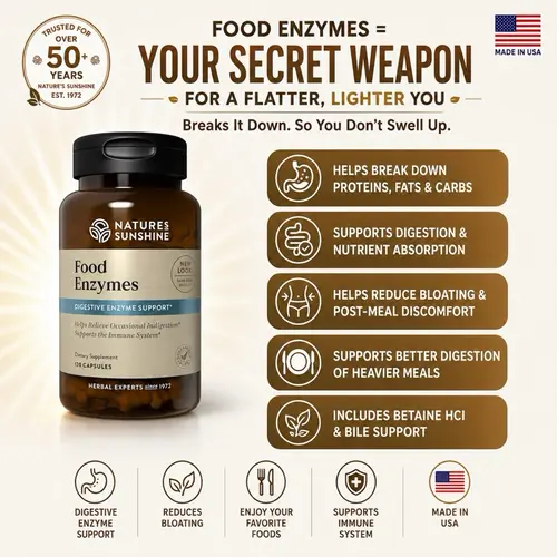Nature's Sunshine Food Enzymes - Digestive Support, Gut Health - Digestive Enzyme Supplement for Digestive Health and Relief from Occasional Indigestion