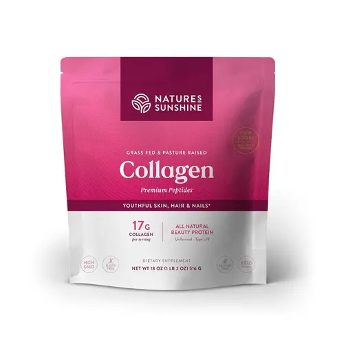 Nature's Sunshine Collagen Powder Type I and III Grass Fed and Pasture Raised Premium Bovine Collagen Peptides 18 Oz