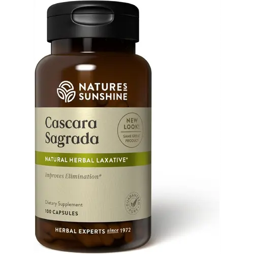 Nature's Sunshine Cascara Sagrada Capsules - Promotes Intestinal Support for a Healthy Colon - 100 Capsules (50 Servings)