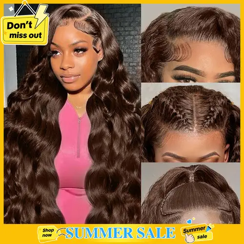 Mamushow #4 Chocolate Brown and #1 Jet Black 13x6 Body Wave Full Lace Frontal Human Hair Wigs #SummerWins #DealsForYouDays