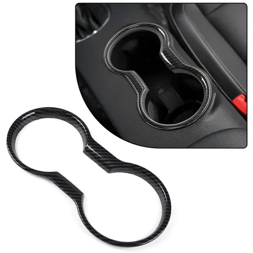 CROSSDESIGN ABS Tough Plastic Car Cup Holder Cover - Modern Vehicle Interior Trim Molding, Easy Install Car Storage Organizer for Ford Mustang 2015+, 12h Bond Ready Cup Area Cleaner, Automotive Accessory