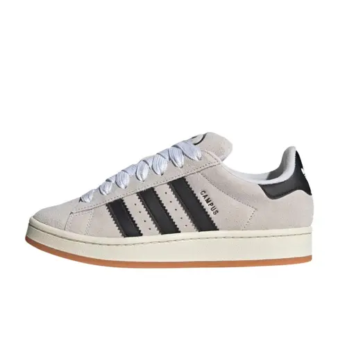 Women's Adidas Campus 00s Soft Suede Casual Shoes - Trendy Retro Flair Trainers, Crystal White-Core Black, Oversized Midsole, Stripes