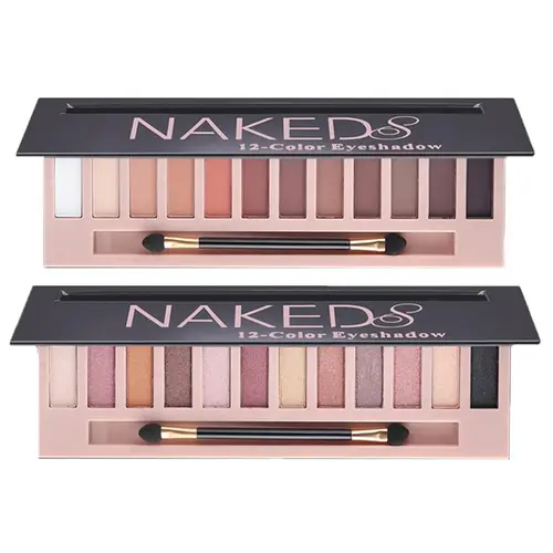 2 Pack 12 Color Makeup Nude Colors Eyeshadow Palette Natural Nude Matte Shimmer Glitter Pigment Eye Shadow Pallete Set Waterproof Smokey Cosmetic
