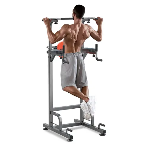 RELIFE Unisex Adjustable Height Sturdy Power Tower Pull Up Bar Station - 400LBS Capacity Calisthenics Fitness Gym Equipment, Family-Size Dip Station for At Home Gym Resistance Training