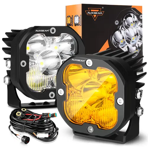 Auxbeam X-PRO Series 3-Inch 80W 9600LM LED Pods - White & Amber Spod Flood Combo Beam Work Lights for Offroad Trucks, SUVs, 4x4s | Father's Day Gift, Driving Lights toolupgrade