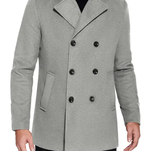 COOFANDY Fall Outfits Thin Men's Coats Double Breasted Pea Coat Winter Overcoat Short Trench Coat Notched Collar Gift Ideas