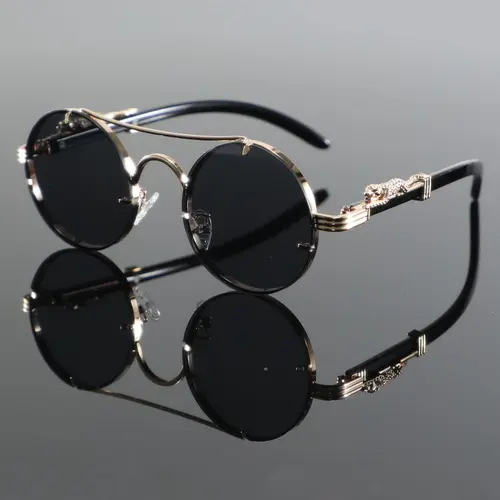 Unisex Vintage Round Frame Sunglasses, 2024 New Style Trendy Shades Casual Top Bar Design Sunglasses for Everyday Use, Fashion Accessories for Outdoor Activities, Sunglasses Frames