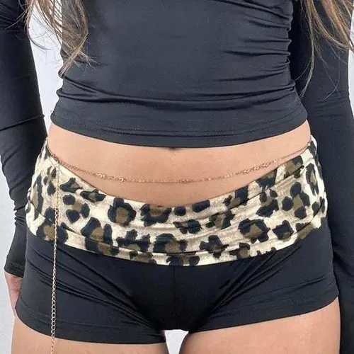 Women's Leopard Patchwork Print Ruched Shorts, Casual Waist Shorts, Casual Comfy Breathable Elastic Shorts for Daily Wear, Slim Fit Bottoms for All Seasons, Womenswear