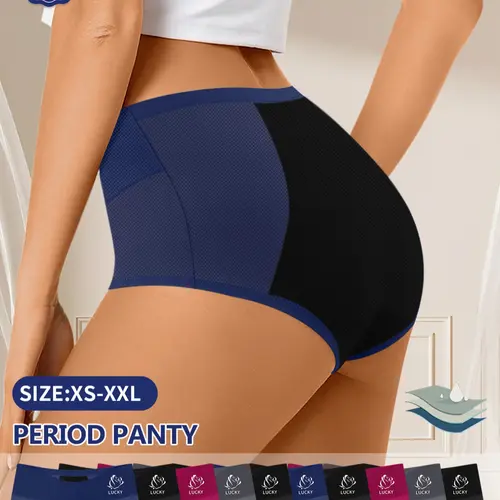10-Pack MEIYATING Women's Period Underwear, Menstrual Panties, Triangle Panties, Everyday Panties, Fitted Panties, Leak-Proof, Breathable Mesh, Comfortable Fit, High Waist, All Seasons, Womenswear