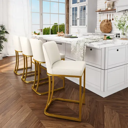 PHIVILLA 24'' Barstool Set Counter Height Leather Kitchen Bar Stools with Back, Backrest, and Stable Base, Easy Assembly Furniture Dining Chairs Luxury
