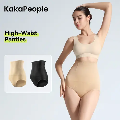 (KaKaPeople) Women's High-Waist Panties, 2 Pack All Season Comfy Daily Wear,Ultra Soft Comfort Fit Briefs Womenswear