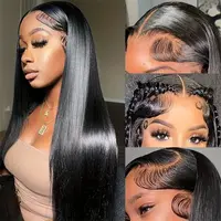 13x6 Lace Frontal Wigs 220% Density 26 inch Pre Plucked HD Lace Skin Melted Brazilian Straight Human Hair Wigs Pre Cut Drawstring Ready to Wear Wigs For Women