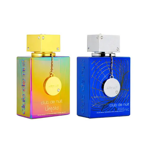 Unisex Fragrance Duo - Armaf Club de Nuit Untold & Club de Nuit Iconic EDP, 2 Bottles of 3.6oz Floral Fragrance for Adults