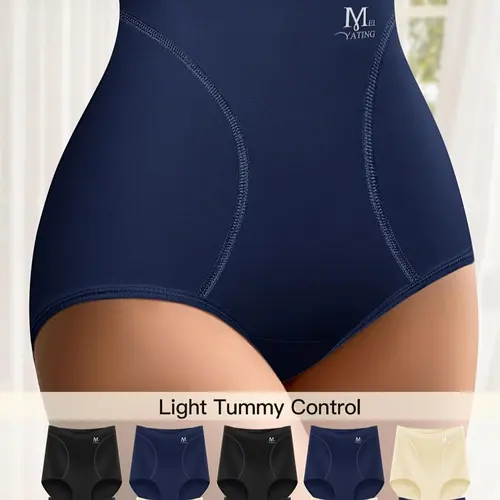 10-Pack MEIYATING High-Waist Compression Shapewear Underwear, High Waisted Shapers Ice Silk Seamless Triangle Panties, Comfortable High Waist Sculpting Everyday Summer Lightweight Thinner Design