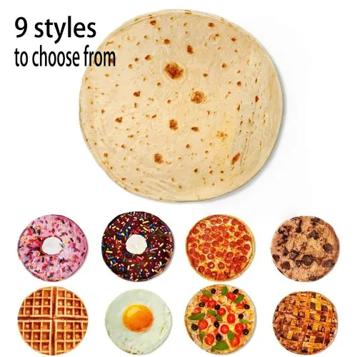 Food Themed Blanket, 1 Counts Realistic Donut & Pizza & Tortilla Pattern Throw Blanket, Soft Comfortable Nap Blanket for Home & Office