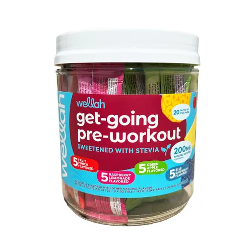 Wellah Get-Going Pre-Workout Variety Stick Packs | Fitness Supplement | Dietary Supplement | OTG Energy | Sweetened with Natural Ingredients Edible Healthcare Wellness Protein Vitamins