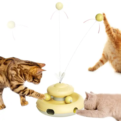 KADTC Cat Interactive Toys for Indoor Cats Dancer Supplies Bored Young Kitten Teaser Wand Feather Boredom Toy Weight Loss Kitty Tracking Balls Birthday Gift Adult Pet Enrichment Self Play High Energy Game