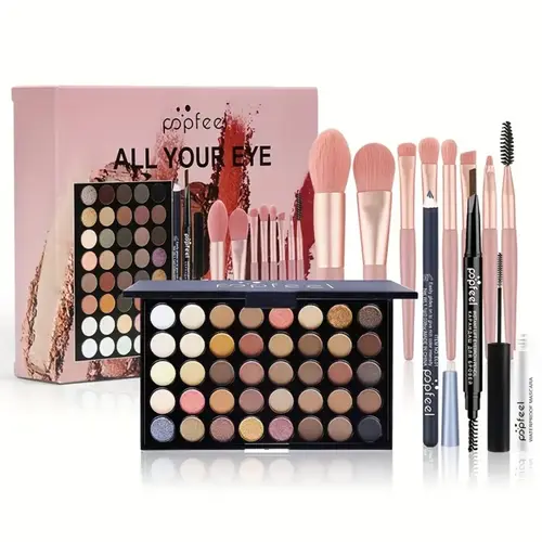 40 Color Eyeshadow Palette Makeup Kit Tools Mascara Brush Eyeliner Eyebrow Pencil Combo Matte Powder Set Beginner Cosmetic