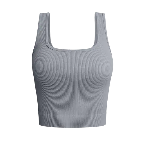 OYV Women's 1 Piece Tank Top Ribbed Seamless Workout Exercise Shirt Yoga Crop Top
