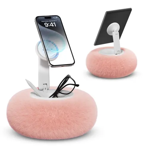 Viozon Magnetic Smartphone Holder, Multifunctional Bed Phone Stand, 4-7" Phone/Kindle Compatible, Removable Suction Base, Small Storage, Pink Accessories for Reading & Video Watching,back to school,back to school haul