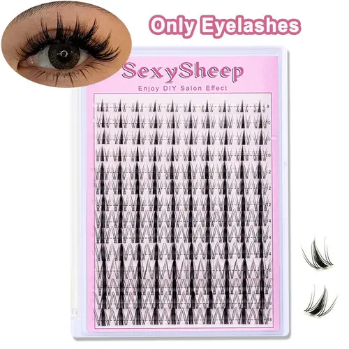 Manga C-Curl Wet-Look Eyelash Extension Kit, 8-16 mm Mixed-Length DIY Individual Lash Clusters, DIY Volume Eyelashes, Soft Fluffy Lashes for Women, DIY Eyelash Extensions, DIY False Eyelashes, Volumized False Eyelashes