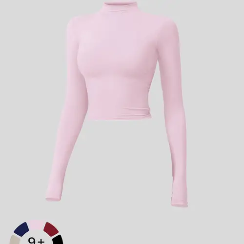 Women's Solid Mock Neck Sports Tee, Quick-Dry Breathable Long Sleeve T-Shirt for Yoga, Gym & Workout, Ladies Sportswear for Fall & Winter, Gym Wear