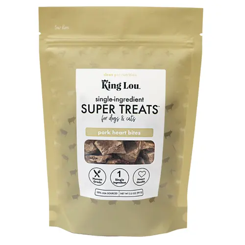 King Lou Pork Heart Bites Treats, Soft Single-Ingredient Treat for Dogs & Cats - Natural Taurine, Supports Heart Health Pet Supplies Chews