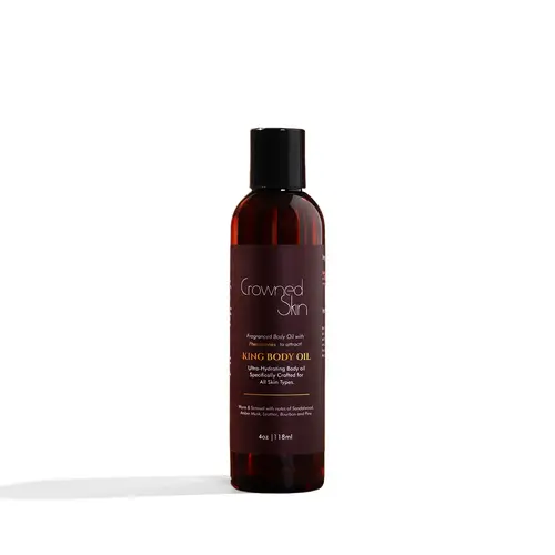 King Fragranced Body Oil - Lightweight Jojoba Oil with Nourishing Aroma for Comfort and Skin Care - Sandalwood, Amber Musk, Leather, Pine, Bourbon Scented Cosmetic