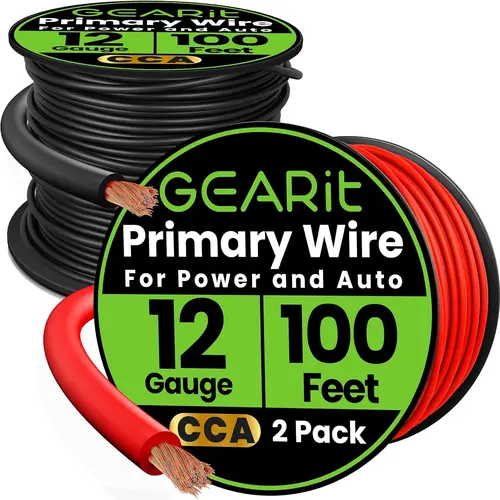12 Gauge Power Ground Electrical Wire Copper Clad Aluminum Single Conductor 2 Primary Colors