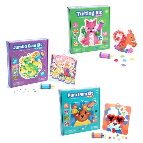 Educational Insights Creative Craft Kit – Tufting, Pom Poms & Jumbo Gems for Kids 5+