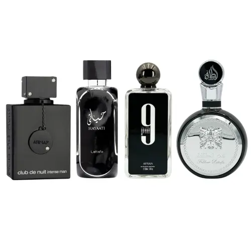 Men's Fragrance Pack - Armaf CDN Intense EDT 3.6fl.oz, Afnan 9 Pm EDP 3.4fl.oz, Lattafa Fakhar & Hayaati EDP 3.4fl.oz Each with Captivating, Elegant, Woody Spicy Fragrances & Lemon Eau de Parfum Notes, Edp Fragrance, Captivating Fragrance