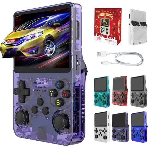WUDS R36S Compact Handheld Gaming Console - Cordless Video Game Device, 32G+64G TF Card, 3.5in IPS Vivid Display, 3000mAh Battery, USB Support, Classic/Modern Games, Gift for Kids & Adults