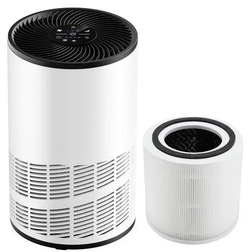 【Deal】SweetFurniture Air Purifier for Home Bedroom Family, 960ft² Coverage, HEPA Filter with Quality Monitor, 360° Outlet, 25dB Sleep Mode, 8x8x14 Inch Compact Unit, Allergy Relief, Odor Control Solutions, Portable Household Appliance, Dust Free Living, B