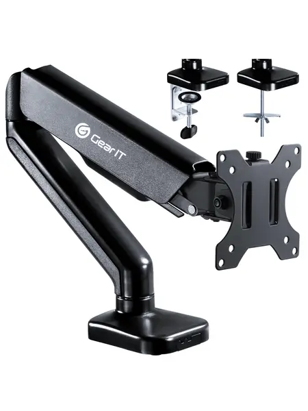 Single Monitor Mount Desk Stand Up to 32" Monitor - Fully Adjustable Tilt, Swivel, Rotate (Up to 19.8 lbs)
