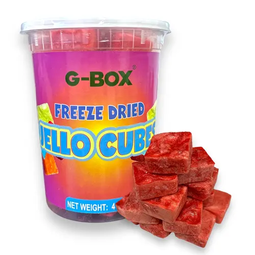 G-Box Freeze-Dried Cherry Jelly Cubes - USA-Made Candies, Crunchy Jelly Snack, Flavorful Sweet Treat