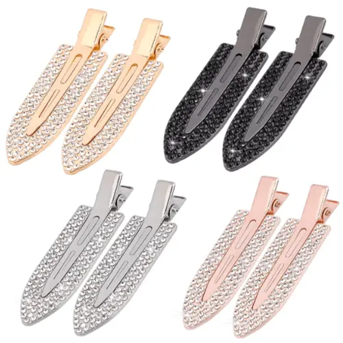 8/16 Piece Crease-Free Hair Clips, No Crease Hair Clips, Rhinestone Flat Styling Clips, Shiny Rhinestone Metal Curling Clips, Makeup Hair Clips, Royal Hairstyle Tool, Fashion Hair Accessories